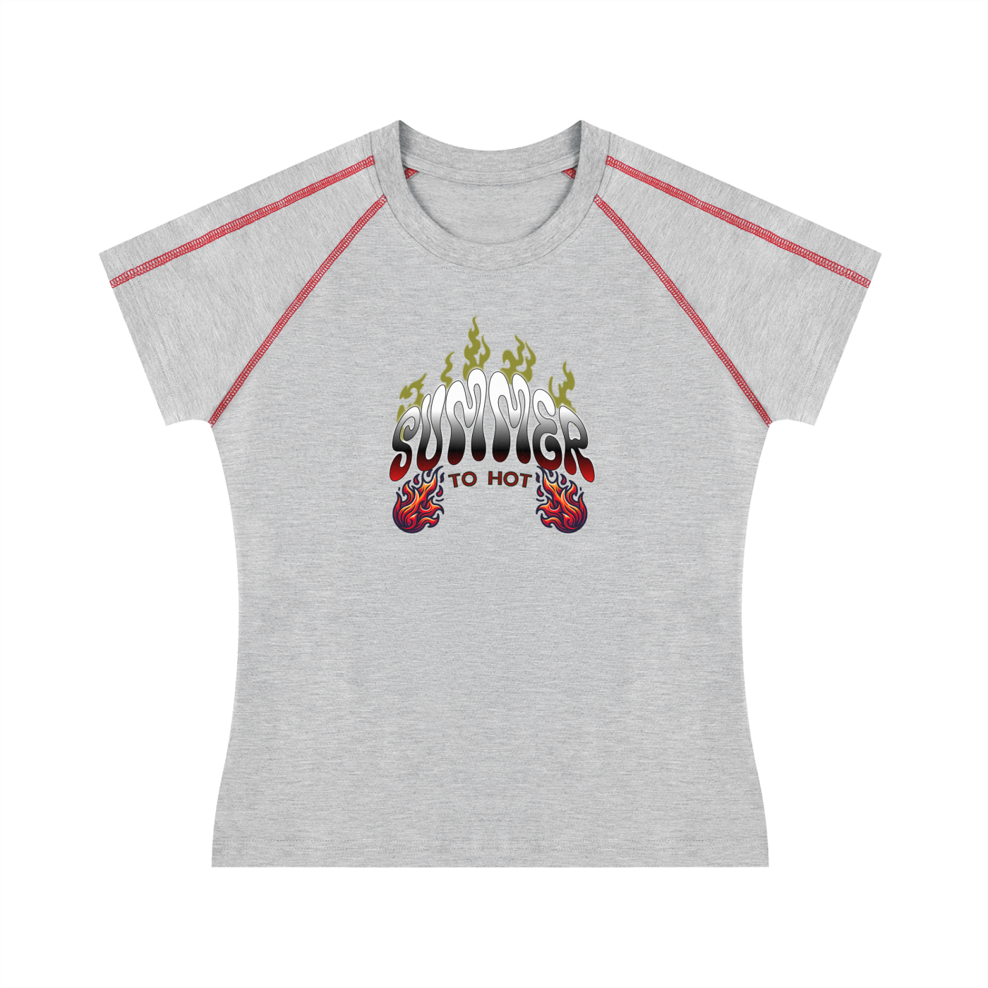 Summer Women's Contrast Stitch Raglan T-Shirt