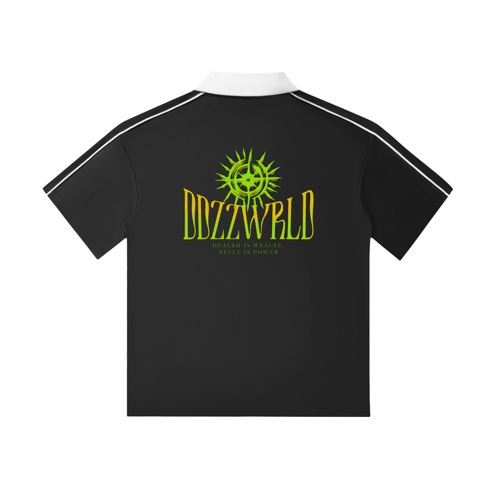Ddzzwrld Contrast Collar Short-Sleeve Polo Shirt