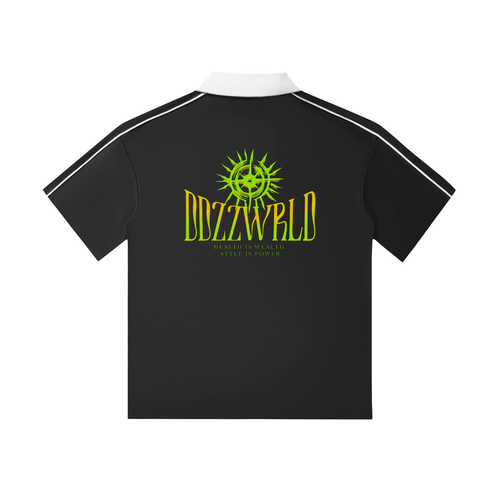 Ddzzwrld Contrast Collar Short-Sleeve Polo Shirt