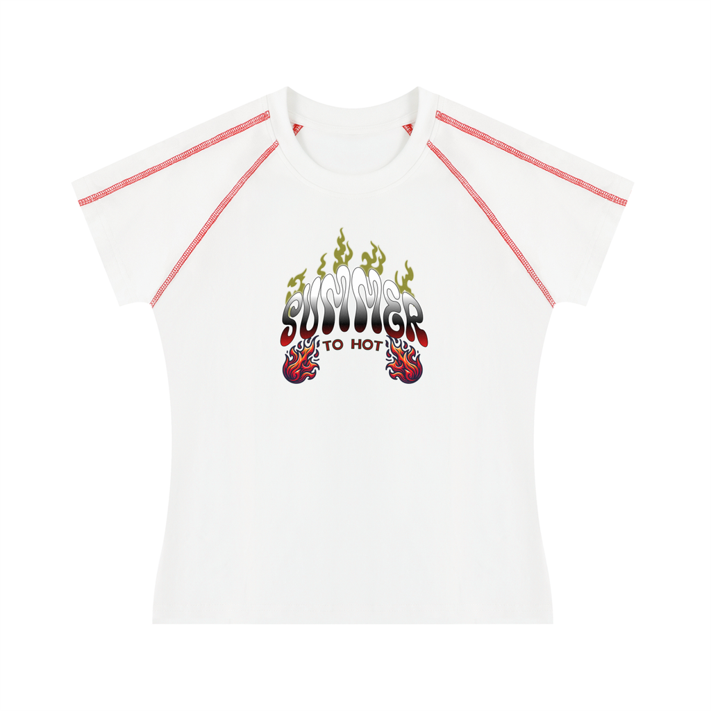 Summer Women's Contrast Stitch Raglan T-Shirt