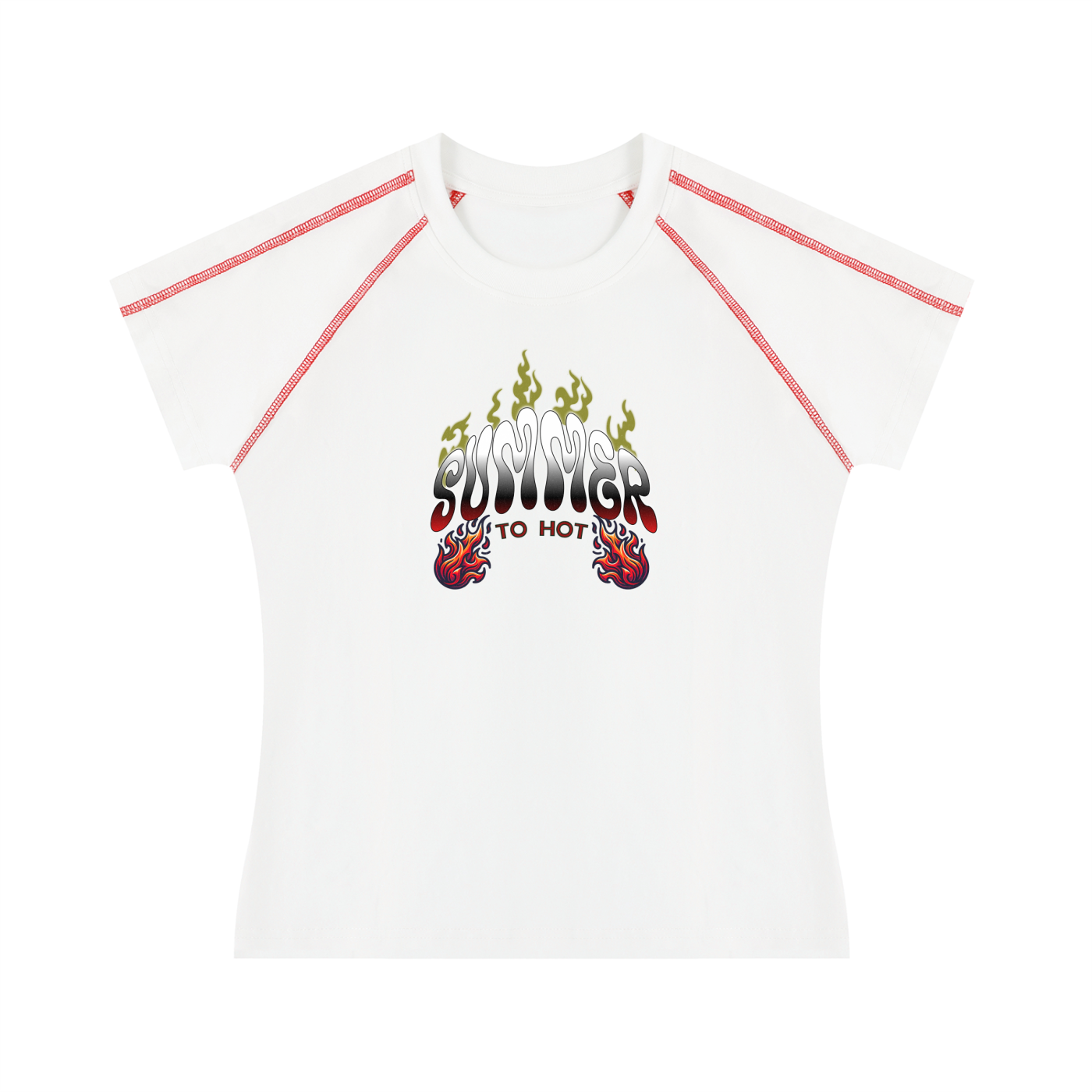 Summer Women's Contrast Stitch Raglan T-Shirt