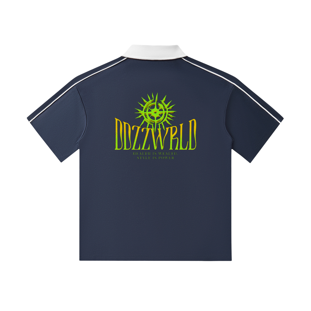 Ddzzwrld Contrast Collar Short-Sleeve Polo Shirt