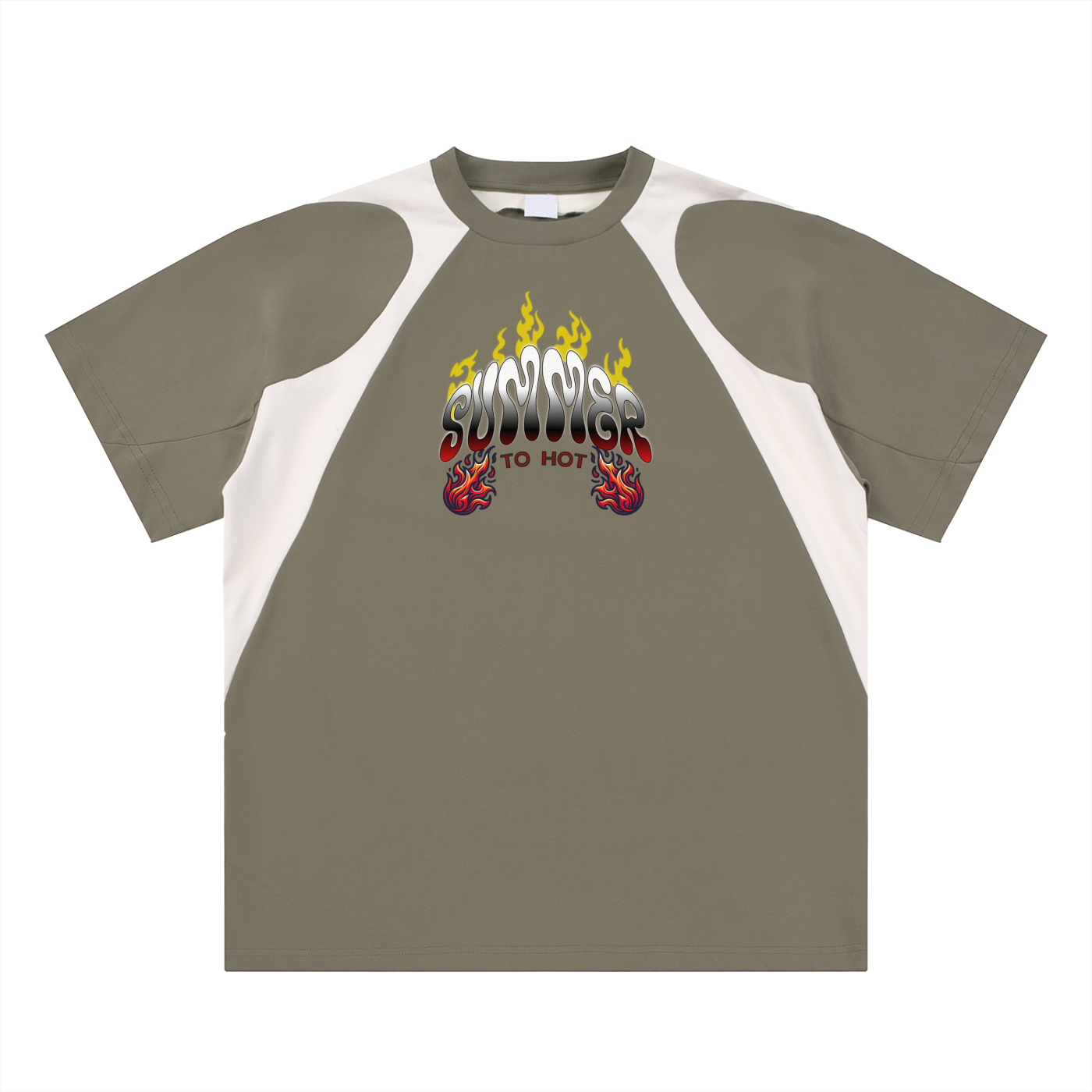Contrast Panel Cotton T-Shirt