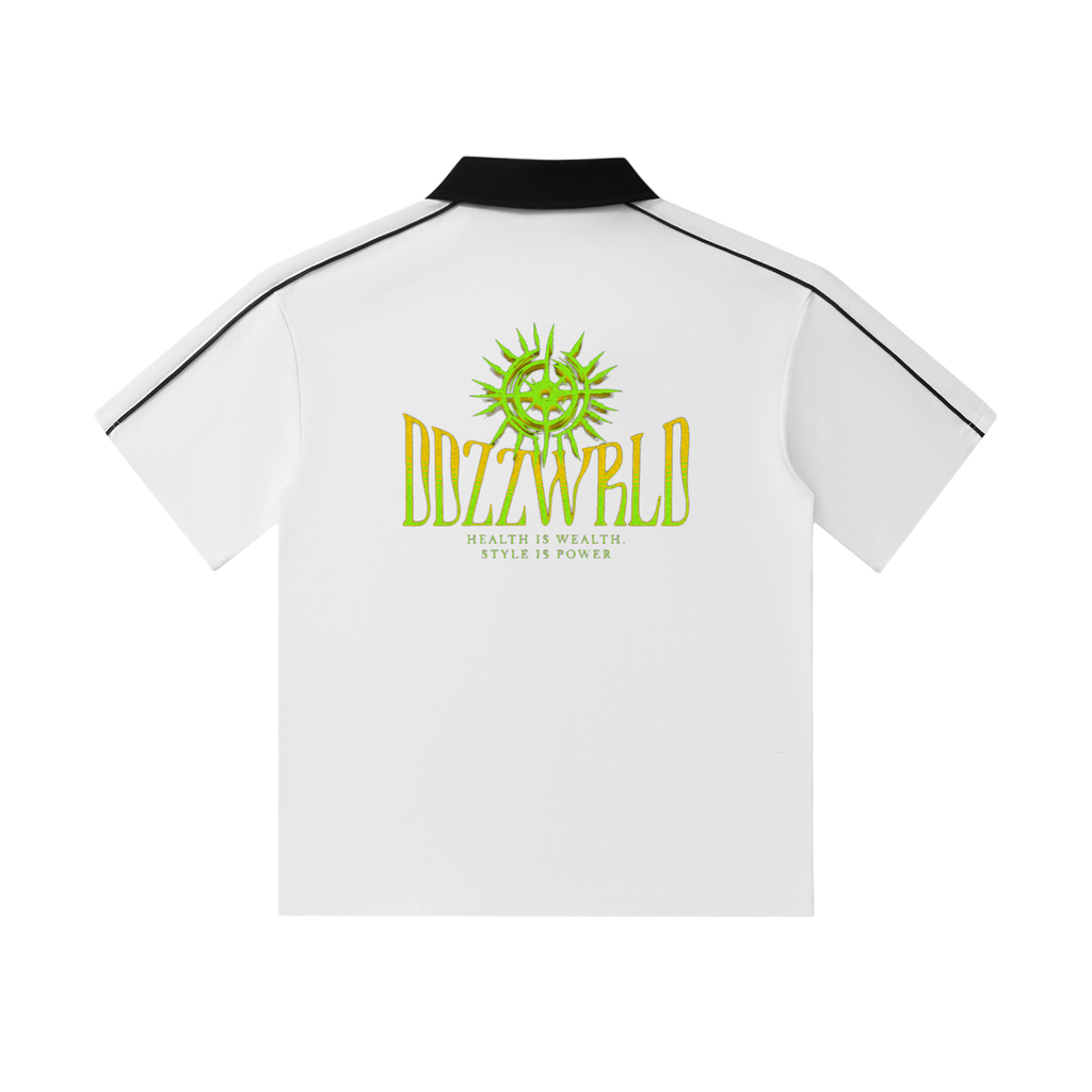 Ddzzwrld Contrast Collar Short-Sleeve Polo Shirt