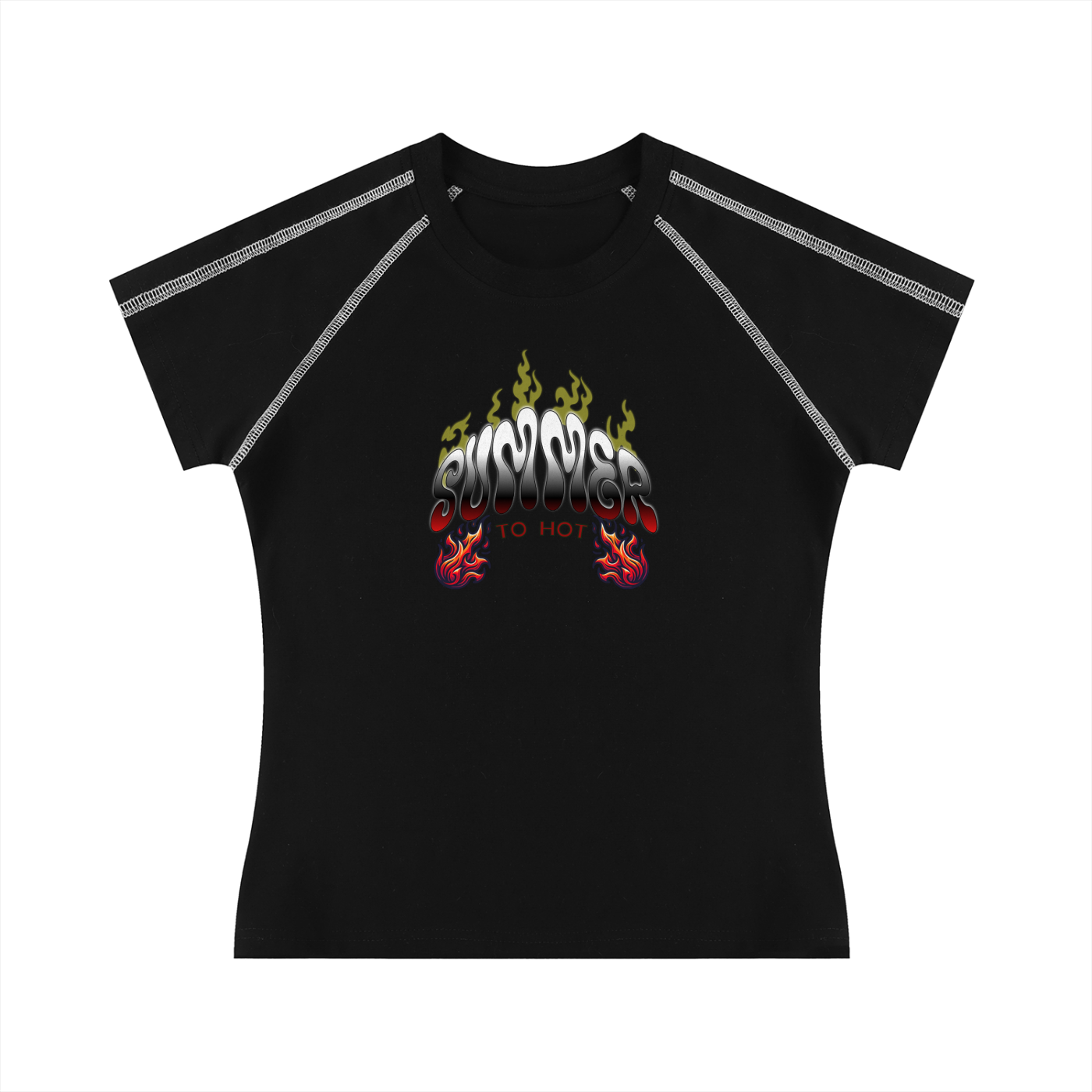 Summer Women's Contrast Stitch Raglan T-Shirt