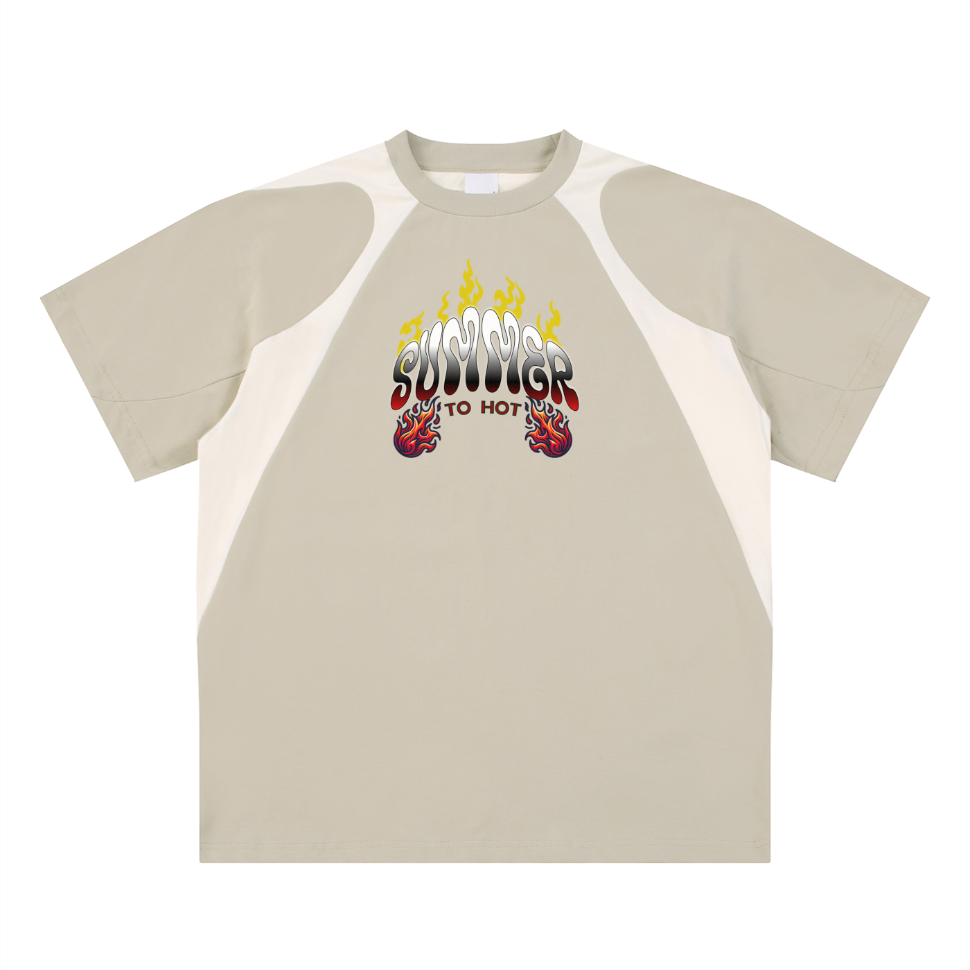 Contrast Panel Cotton T-Shirt