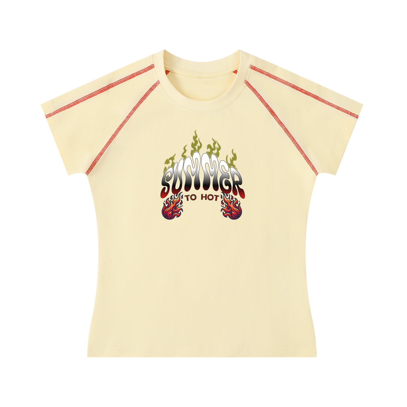 Summer Women's Contrast Stitch Raglan T-Shirt