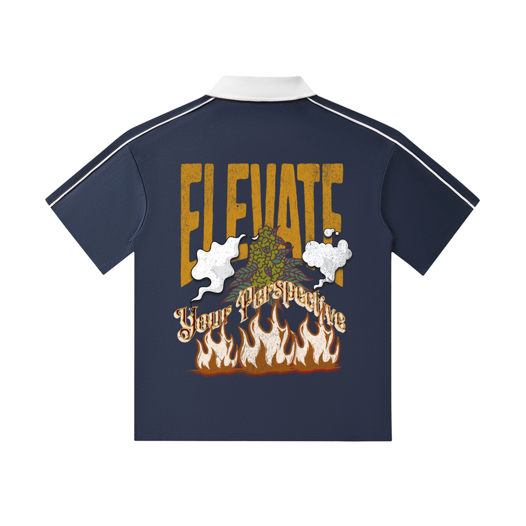 ELEVATE Contrast Collar Short-Sleeve Polo Shirt
