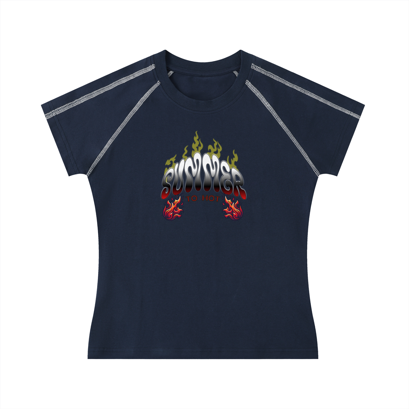 Summer Women's Contrast Stitch Raglan T-Shirt