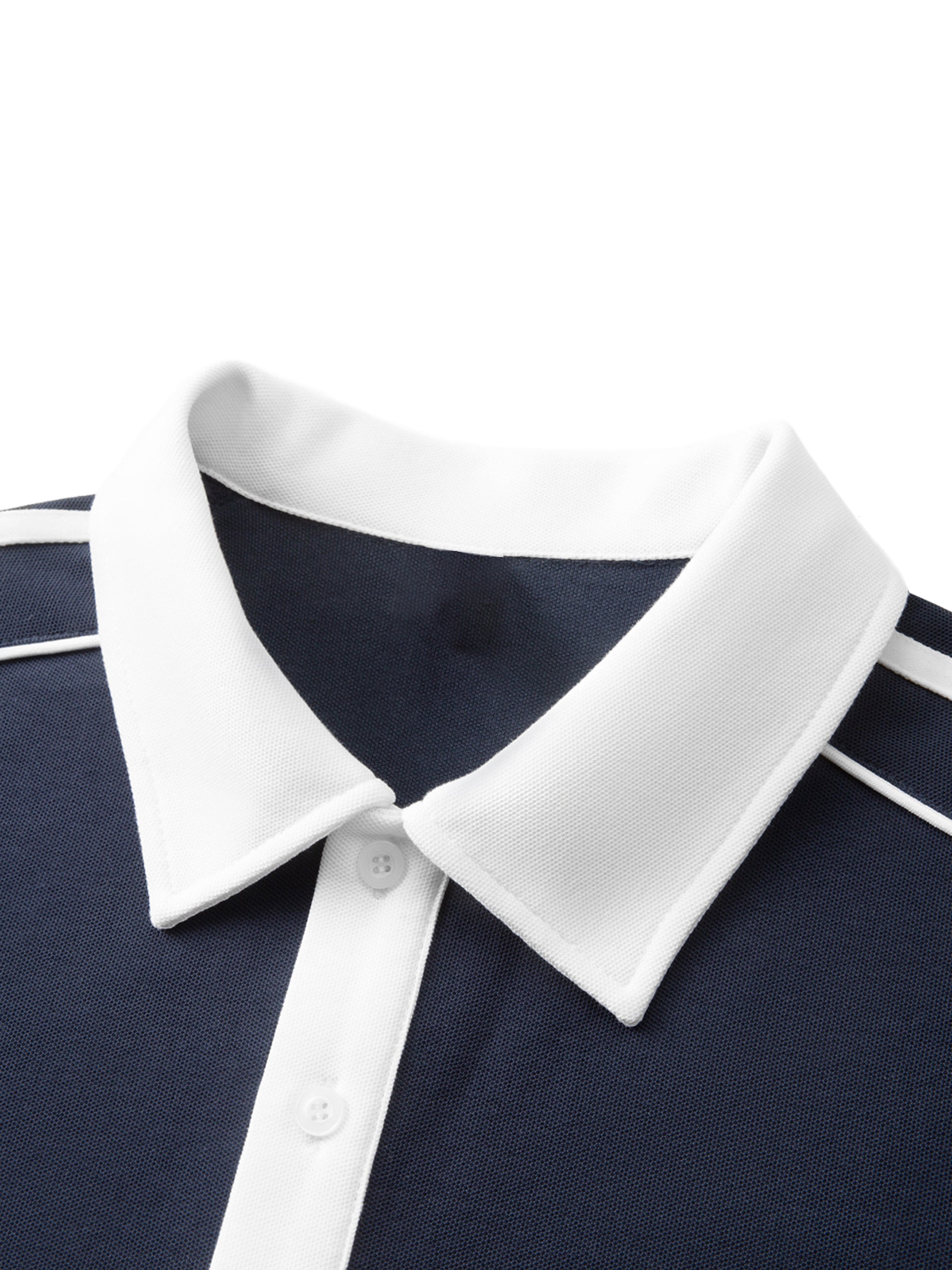 Ddzzwrld Contrast Collar Short-Sleeve Polo Shirt